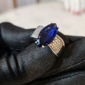 Vintage | JTV 925 Sterling Silver | 4.72 ctw Lab Created Blue Sapphire | Rhodium